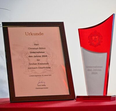 Urkunde Unternehmer des Jahres 2024